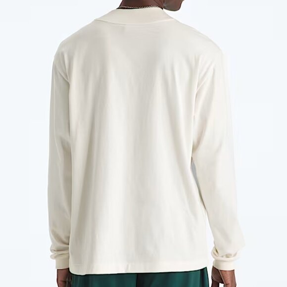 The North Face Mens TNF Red Box Logo Long-Sleeve Tee in White Dune Oversized Fit - Picture 4 of 11